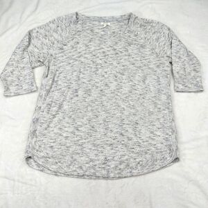 MAURICES WOMENS GRAY WHITE SPACEDYE HEATHERED CASUAL 3/4 SLEEVE SWEATER SIZE XL